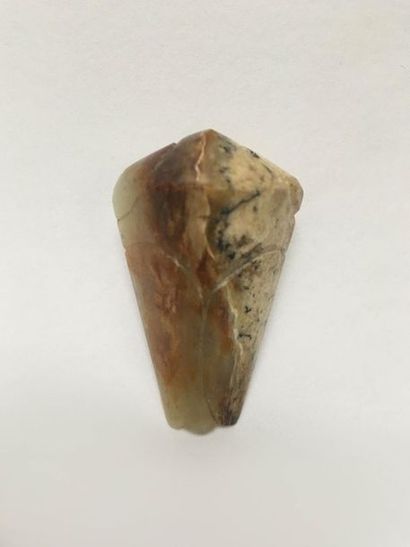 Oxidized green jade cicada. Formerly worn...