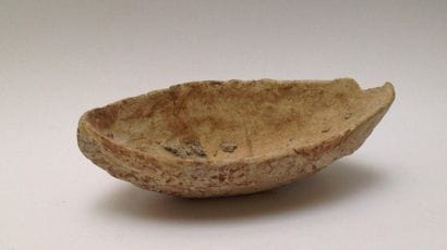 Rare beige terracotta boat decorated with...