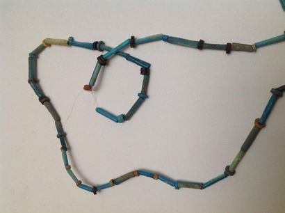 Mummy necklace made of tubular blue frit...