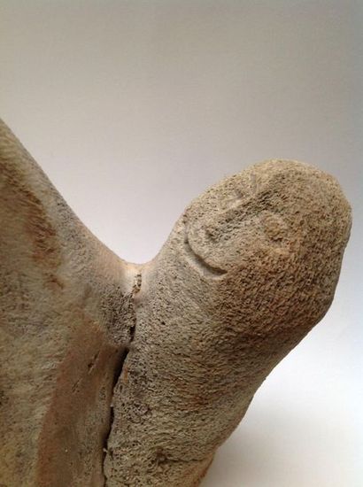 Curious hand carved in a cetacean bone. A...