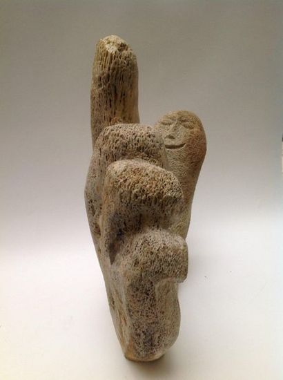 Curious hand carved in a cetacean bone. A...