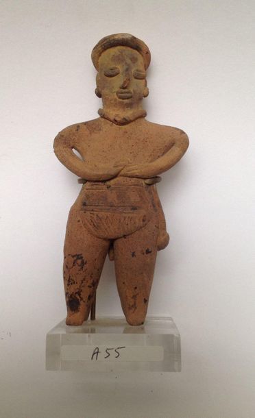 Standing character, he wears a braided loincloth,...