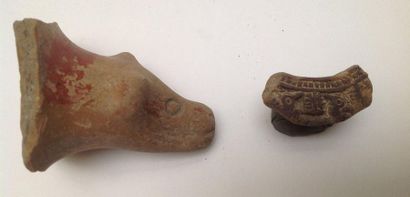 Lot: a painted terracotta animal foot from...