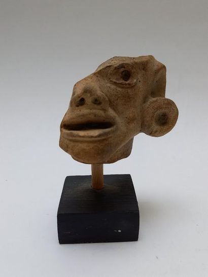 Beige terracotta fragmentary head probably...