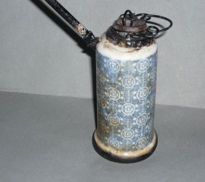 Chinese porcelain water pipe in tubular form...