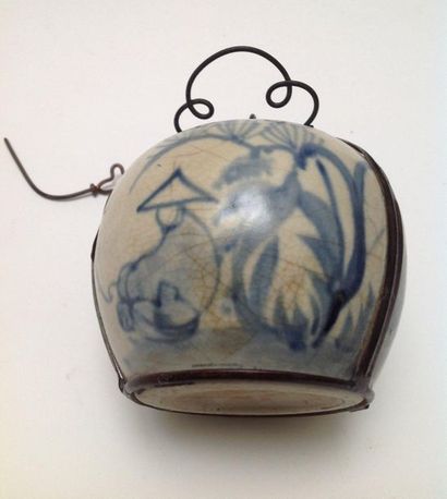 Chinese porcelain water pipe with a fisherman...
