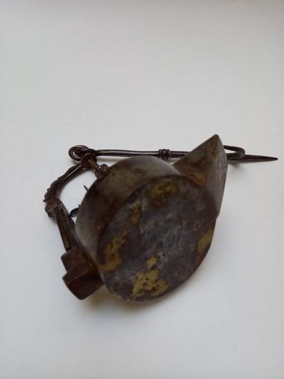 Iron oil lamp and its hanger. Probably medieval....