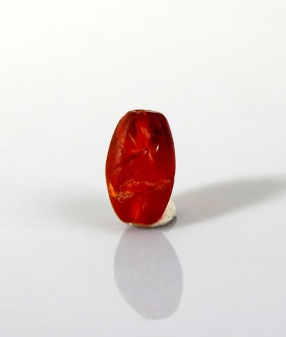 Intaglio bead with a bird design. Carnelian....