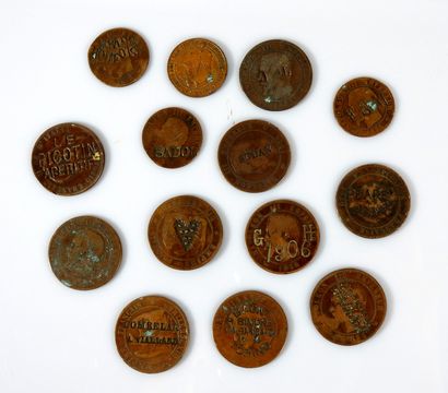 Napoléon III: 

Important lot de 14 monnaies...