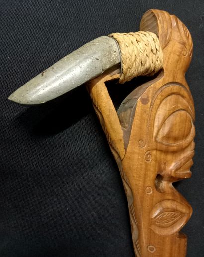Handcrafted work for this Maori axe. Stone...