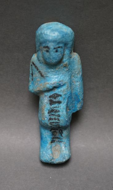 Chaouabti dizainier en faïence émaillée bleue...