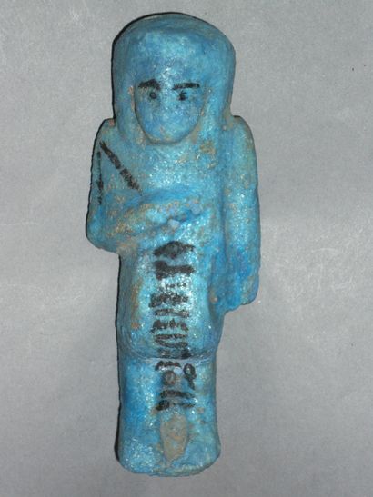 Chaouabti dizainier en faïence émaillée bleue...