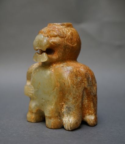 Threatening chimera in green jade (trace...