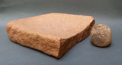 Fragmentary sandstone millstone and its pestle.

Neolithic...