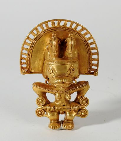 Rare et grand shaman femme, nue portant une...