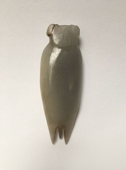 Cicada with a cherub's head in grey jade....