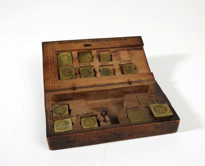 Boîte de changeur comprenant 12 poids monétaires.

Boîte...