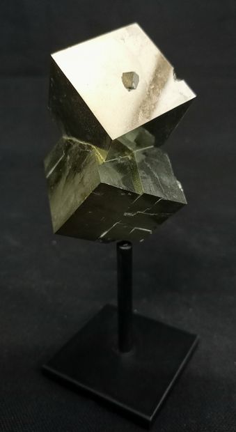 Cubic pyrite on base. Natural crystal in...