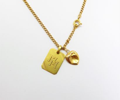 18K (750/°°) yellow gold chain with two pendants,...