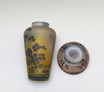 DAUM and PAYNAUD, an enamelled glass vase...