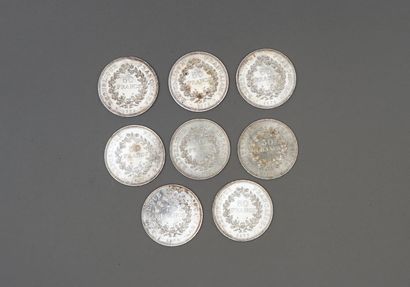 LOT of 8 pieces of 50 francs silver. PB:...