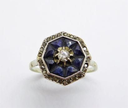 BAGUE en or blanc 18K (750/°°), art déco,...