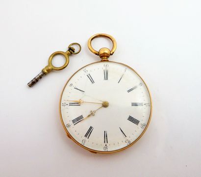 18K (750/°°) yellow gold GOUSSET WATCH, white...