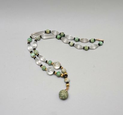 NECKLACE made of rock crystal and jade (or...