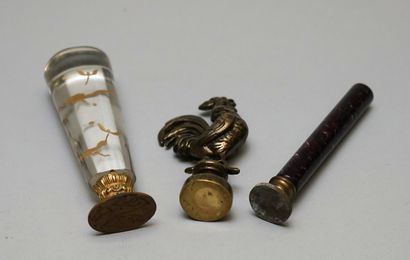 SET of 3 wax seals; one in crystal and gilt...