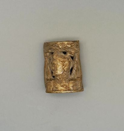Bone weapon element carved with an officer's...