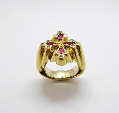 HORSE RING in 18K (750°) yellow gold, men's...