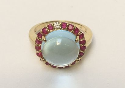 Gilt silver ring 925/°° centered with a round...