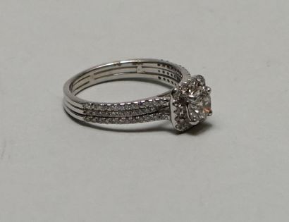 14k (585/°°) white gold ring centered with...