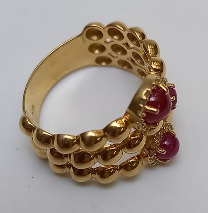 925 gilt silver ring with 3 pearl rings centered...