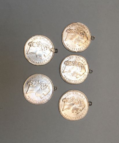 
LOT of 5 silver tokens Louis XVI - St Louis...