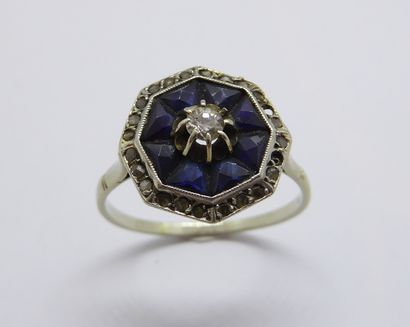 BAGUE en or blanc 18K (750/°°), art déco,...