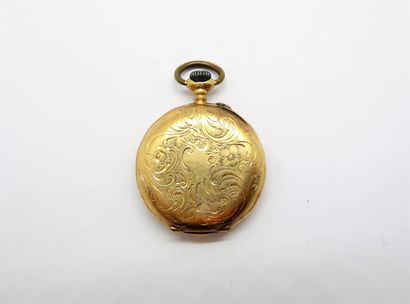 NECK WATCH in 18K (750/°°) yellow gold, white...