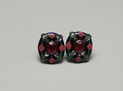 PAIR OF EARRINGS in patinated silver 925/°°...