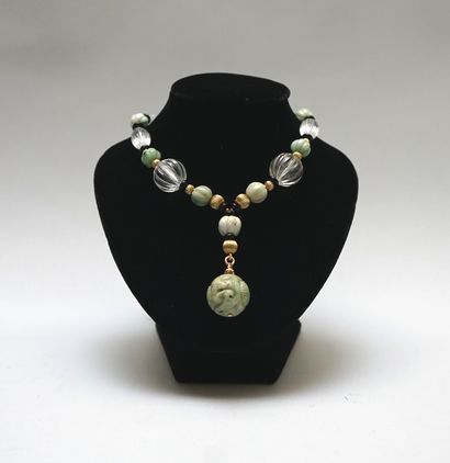 NECKLACE made of rock crystal and jade (or...