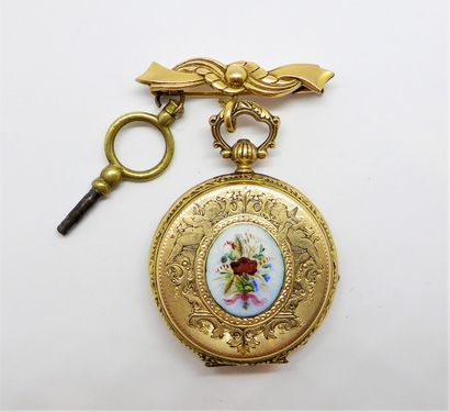 18k (750/°°) yellow gold GOUSSET WATCH, white...