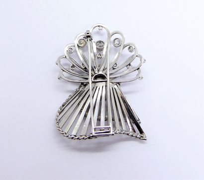 Art deco 18K (750/°°) white gold lapel pin...