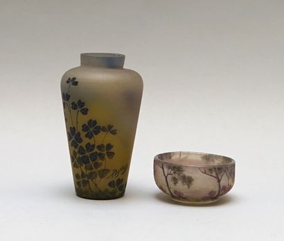 DAUM and PAYNAUD, an enamelled glass vase...