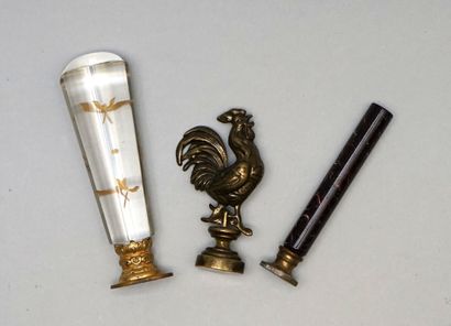 SET of 3 wax seals; one in crystal and gilt...
