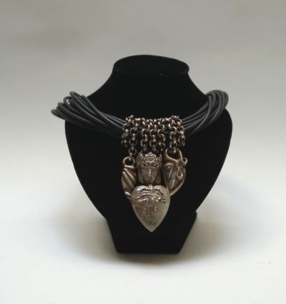 NECKLACE in silver 925/°° made of 14 rubber...