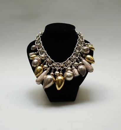 Silver and gilt metal NECKLACE, the chain...