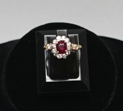 Yellow gold and 18k (750/°°) white gold ring...