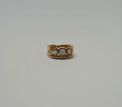 BAND RING in 18k (750/°°) yellow gold and...