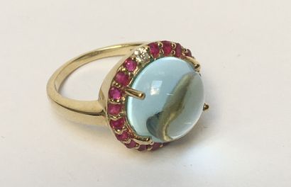 Gilt silver ring 925/°° centered with a round...