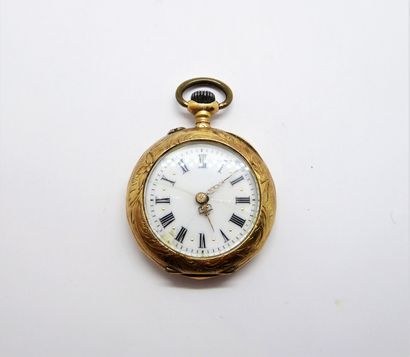 NECK WATCH in 18K (750/°°) yellow gold, white...