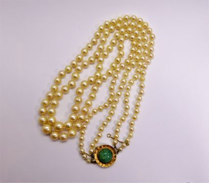 NECKLACE of Akoya cultured pearls, double...